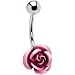 SINGLE Pink ROSE Belly Button Ring