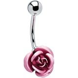 SINGLE Pink ROSE Belly Button Ring
