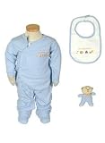 Bebini Cotton 4-Pc Layette Gift Set with Bib, Toy, Onesie & Sleeper
