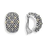 IMAGE OF Sterling Silver Clip-On Earrings with 14K Gold Plate Bead Design