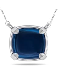 2.33 Cts London Blue Topaz Solitaire Pendant in 14K White Gold