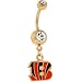 bengal3  - NFL Logo GOLD Double GEM Belly Ring Cincinnati