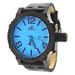 Adee Kaye #AK7211-MIPB2 Men's Black IP Blue Dial Oversized Quartz Watch