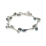Eve's Addiction Sterling Silver Vine of Black Pearl Bracelet