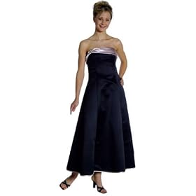 Click here to buy Classic Long w Contrast Trim Tube Evening  Prom  Bridesmaid Dress w Rhinestones D'ecor by DCD.