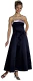 Classic Long w/Contrast Trim Tube Evening/ Prom/ Bridesmaid Dress w/Rhinestones D'ecor