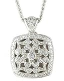 Square Sterling & CZ Locket Necklace