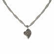 Sanskrit Heart Shaped Silver Pendant on Double Strand Pearl Chain Necklace