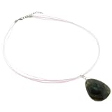 Freeform Faceted Labradorite Pendant with Adjustable White Cord (16