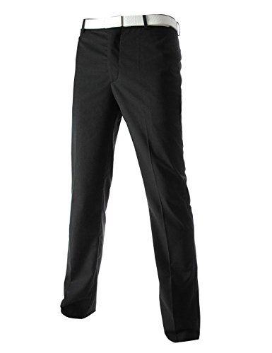 TheLees Mens Business Slim Straight Fit Flat Front Dress Pants