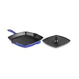  : Le Creuset Enameled Cast-Iron Panini Press and Skillet Grill Set, Cobalt Blue