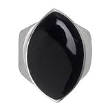 Sterling Silver Large Marquis Shaped Onyx Ring