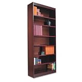 Traditional Square Corner Bookcase, 7 Shelves, 36w x 12d x 84h, Mahogany