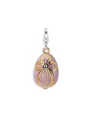 Amore LaVita(tm) Sterling Silver 3-D Enameled Gold-plated Stone? Pink Egg w/Lobster Clasp Charm for Charm Bracelet