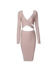 V-neck Long Sleeves Nylon/Rayon/Spandex Cocktail Bandage Dress/Bodycon Dress/Club Dress/Prom Dress/Party Dress 
