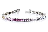 14K White Gold 7.58ct Rainbow Sapphires