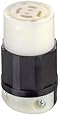 Leviton 2433 20 Amp, 480 Volt 3-phase, NEMA L16-20R, 3P, 4W, locking connector, industrial grade, grounding - Black-White