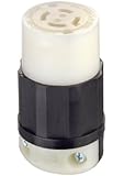 Leviton 2433 20 Amp, 480 Volt 3-phase, NEMA L16-20R, 3P, 4W, locking connector, industrial grade, grounding - Black-White