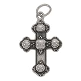 Sterling Silver Baroque Cross Crucifix Christian Rosary Pendant 27mm (1)
