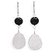 Black Onyx Coin Bead and Shell Lever Back Earrings