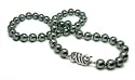 9.5x10mm AAA Quality Black Bodycolor Japanese Akoya cultured pearl necklace 16"