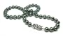 7x7.5mm AA Quality Black Bodycolor Japanese Akoya cultured pearl necklace 16" - Yellow Gold Clasp