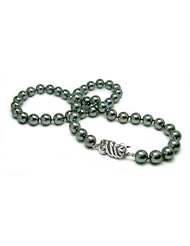 9.5x10mm AAA Quality Black Bodycolor Japanese Akoya cultured pearl necklace 24" Matinee