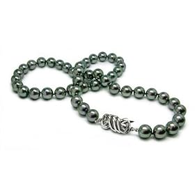 7x7.5mm AA Quality Black Bodycolor Japanese Akoya cultured pearl necklace... by American Pearl Jewelers