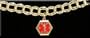 Ladies 24KT Gold Overlay Medical ID Charm Bracelet with Red Caduceus Medical Symbol Charm