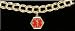 Ladies 24KT Gold Overlay Medical ID Charm Bracelet with Red Caduceus Medical Symbol Charm