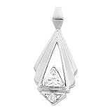 14K White Gold Moissanite and Diamond Pendant