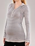A Pea in the Pod Collection: Splendid Long Sleeve V-neck Button Detail Maternity T Shirt