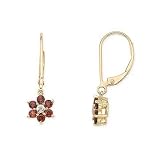 10k Yellow Gold 1 2 Carat Garnet and Diamond Flower Earrings