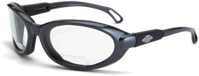 Crossfire 116415 Raptor Foam Lined Reader Safety Glasses 1.5 Diopter Clear Lens - Shiny Pearl Gray Frame by Crossfire Safety Eyewear
