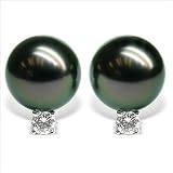 18K white gold Grace Black Tahitian cultured pearl and diamond earring
