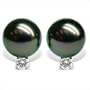 18K white gold Grace Black Tahitian cultured pearl and diamond earring
