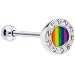 Gem Paved Half Dome Gay Pride Logo Barbell Tongue Ring