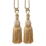Pair of Ivory and Antique Gold Alexandra Tassels