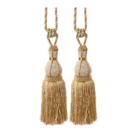 Pair of Ivory and Antique Gold Alexandra Tassels