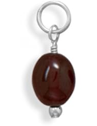 MMA Silver - Oval Garnet Charm - January Birthstone