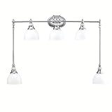 IMAGE OF Kichler Lighting 5371CH Pocelona 5-Light Wall Mount Bath Swag, Chrome with White Porcelain Details and Cased Opal Glass