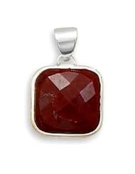 Ruby Rough-Cut Square Sterling Silver Pendant Only