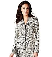 Per Una Speziale Cotton Rich Abstract Feather Print Jacket