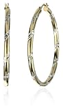 Orofusion Girl's 10k & Sterling Silver Diamond Cut Two Tone Hoop Earrings