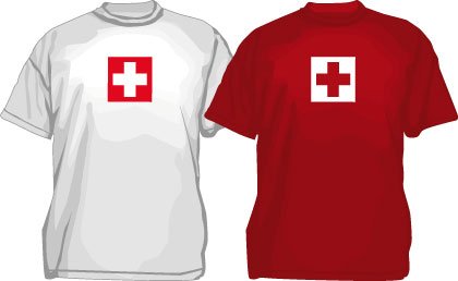 Schweiz Flagge T-Shirt mit Kreuz, rot, S