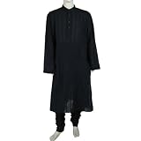 World Apparel Black Cotton Embroidered Kurta Pajama Chest 50 inches