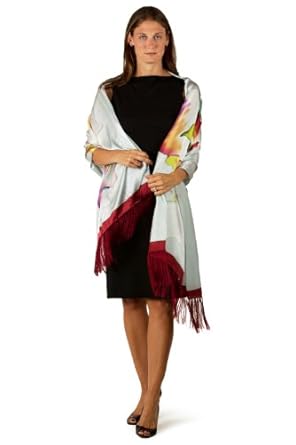 Silk Evening Shawl For Women - 100% Silk Hand Painted Art