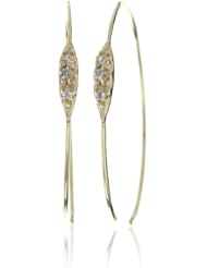 Shaesby "Flamenco" 14k Yellow Gold Diamond Tiny Bling Hoop Earrings