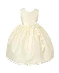 Girls Sleeveless Polyester/Satin Lace  Tea Length Flower-Girl Dress  With a Bow(s) and a Ribbon  and a Sash 