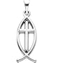14K Yellow Gold Fish & Cross Pendant